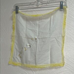 Embroidered Handkerchief with Yellow Trim